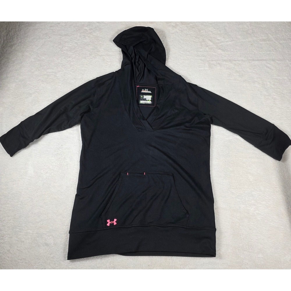 Under Armour Hoodie Women Small Black Excellent V-Neck Pullover AllSeasonGear